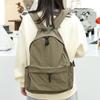 IELGY Japanese casual literary canvas schoolbag, simple washing water and old backpack, khaki fashion nylon backpack.