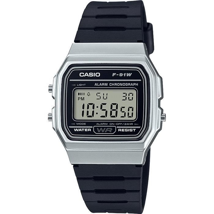 Montre Numérique - Casio - F-91WM-7AEF - Chronomètre 1/100s - Alarme Quotidienne - Couleur Blanche