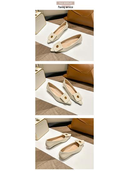 Weiwei Girl Pointed Toe Chunky Heel Mary Janes – French Style Soft Sole Low-Cut Shoes for Women