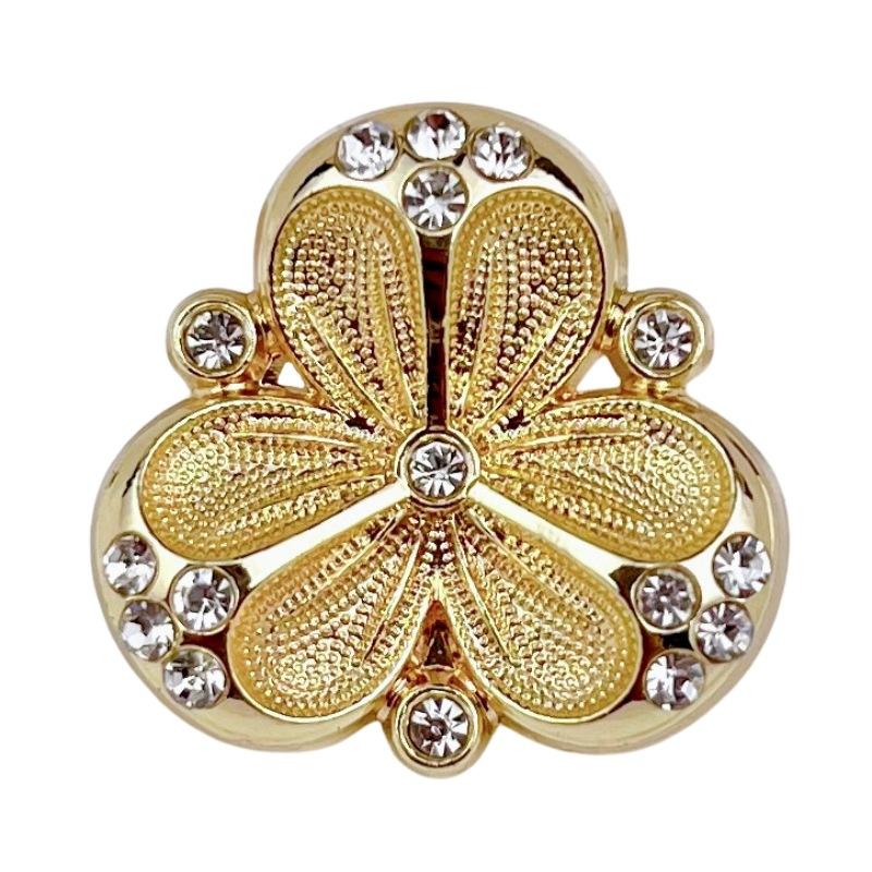 

10pcs Metal Button Sewing Clothing DIY Craft Sweater High-Grade Inlaid Rhinestones Decorative Petal Shape Button Accessories 18mm