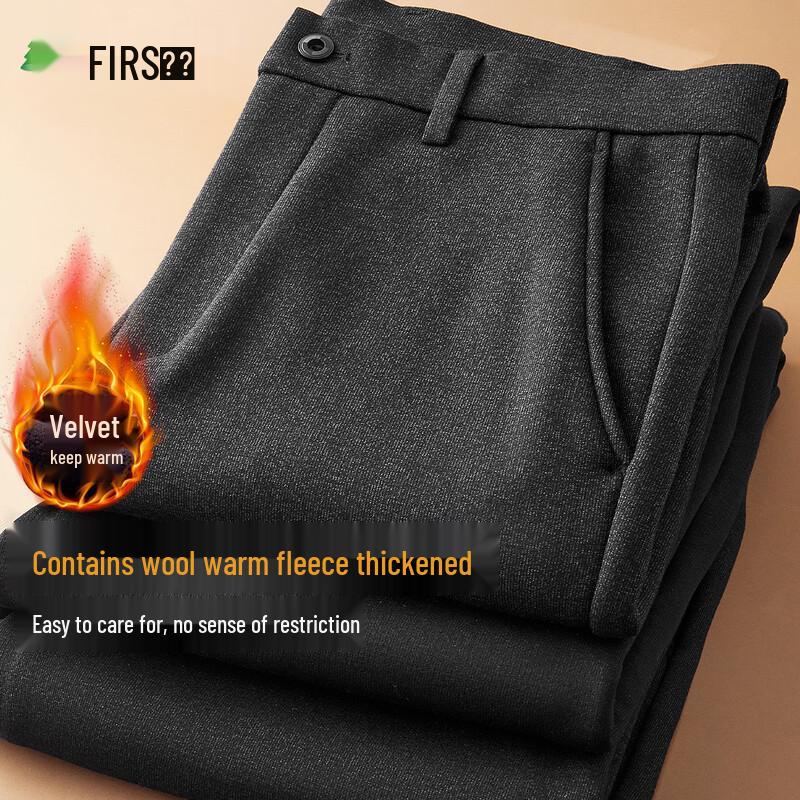 FIRS Men s Wool Blend Fleece-Lined Straight-Leg Casual Pants 36
