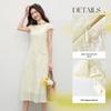 Elegant Tencel Jacquard Puff Sleeve A-Line Dress