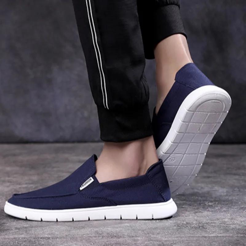 Men's Lightweight Canvas Shoes 2024 Summer Fashion Breathable Walking Flats Anti Slip Comfortable Driving Loafers Casual Slip On