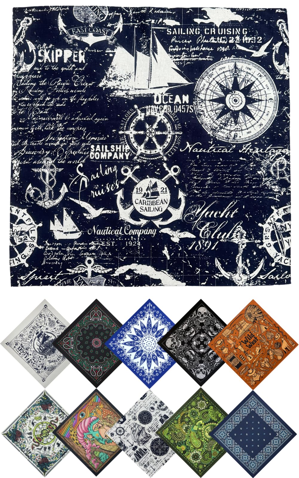 

TERTIS Bandana Large Cotton Bandana for Adults, Stylish Handkerchief, Durag, Hairband, Turban, Scarf, Men s, Women s, black, red, blue, white (Black