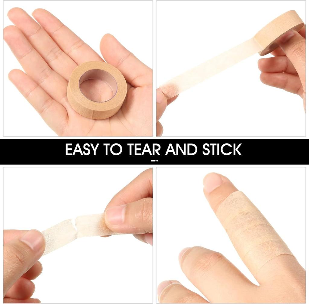 9 Rolls Beige Tape Flexible Skin Tape Breathable Nose Tape Self Adhesive Gauze Tape for Wound Injuries Swelling Sports