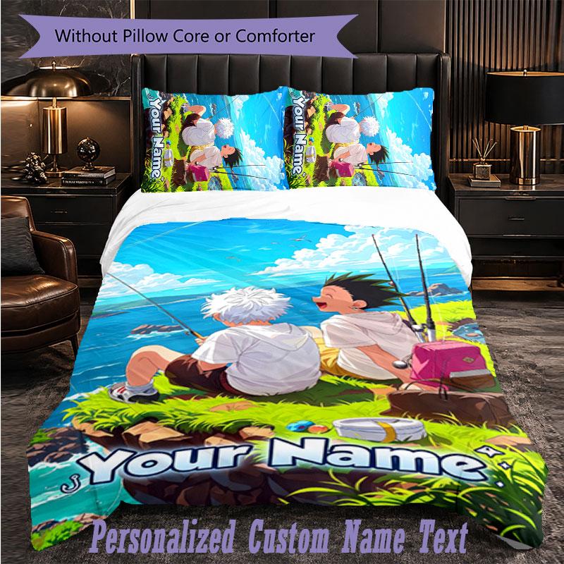 Personalized 3Pcs Bedding SetHunter × Hunter Custom Text Duvet Cover Pillowcase Set Bedroom Gift