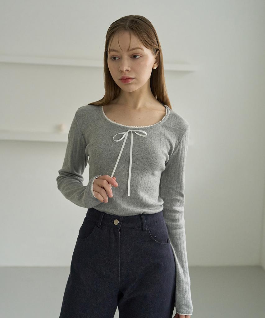 5OML Lace Punched Ribbon Long Sleeve (Black)