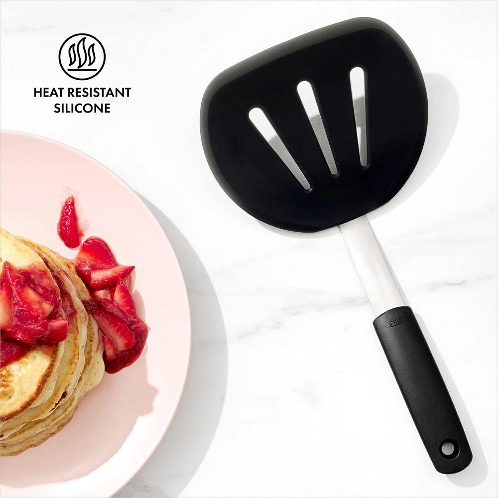 Flexible Pancake Spatula Heat Resistance Wide Round Pancake Turner Slotted Good Grips Silicone Spatula Large Food