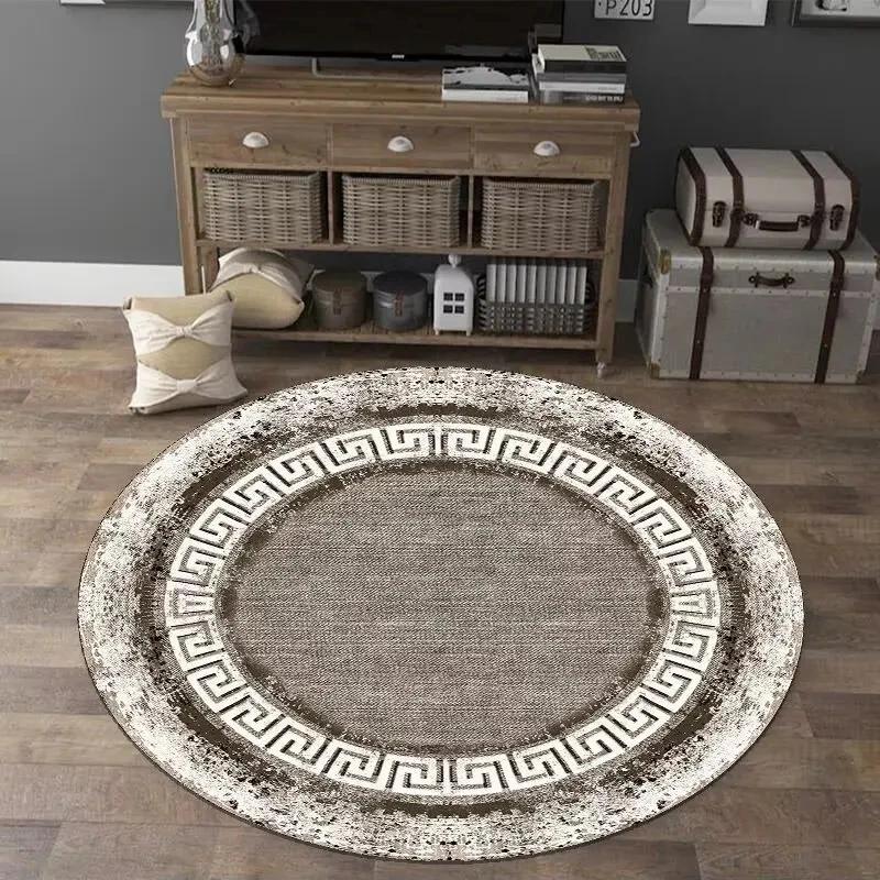 European Style Luxury Round Carpet Home Living Room Kitchen Non-slip Large Rugs Bedroom Cloakroom Short Floor Mats Decoration