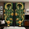 Set Of 2 Cartoon Green Dragon Animal Print Perforated Curtains Available Multiple Sizes Living Room Insulation Decoration Curtain Darkening For
