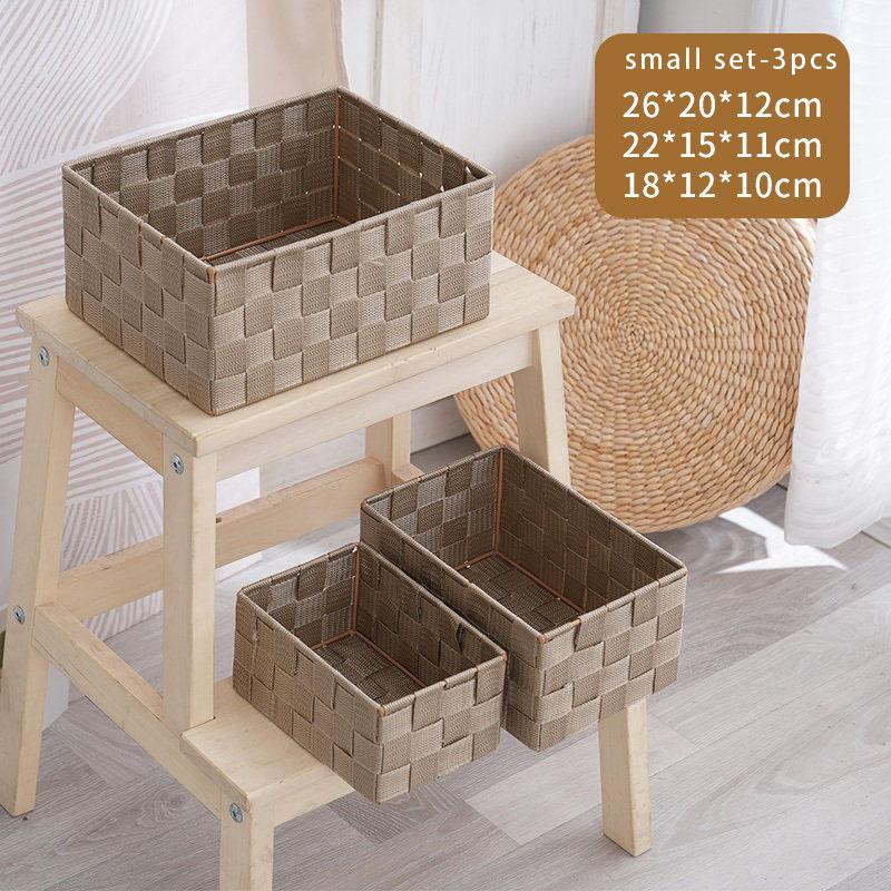 Woven Black Storage Baskets Shelf Tote Boxes Container with Built-in Handles for bedroom living room office kids room dressing room