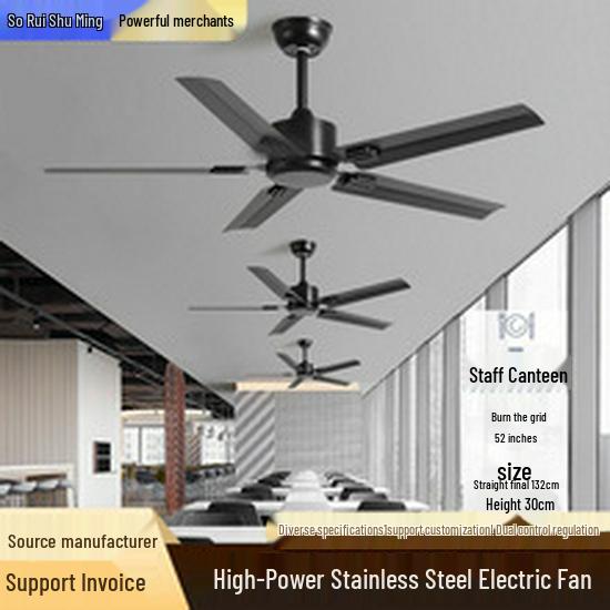 52" Retro Industrial Ceiling Fan for Living Room, Dining Room, or Office - No Light