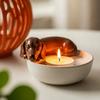 1Pc Halloween Puppy Candle Holder Resin Ornament Crafts for Outdoor Yard Patio Garden Home Party Holiday Decoration, Halloween Christmas Gift