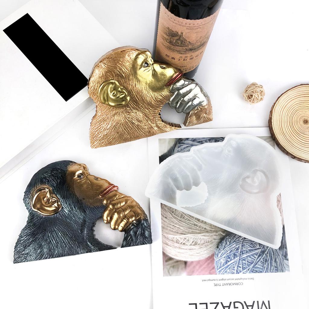 Pondering Monkey Silicone Resin Mold Intricate Sculpture for DIY Art Project and Home Decorations Unique Crafts