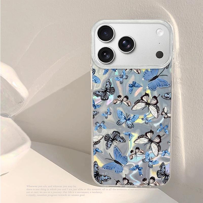 Small Case For iPhone 17 Air 16e 16 15 14 Pro Max 13 17 Pro Max Shockproof Colorful Butterfly Pattern Hard PC Phone Cover