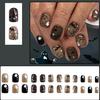 Halloween Nail Art Set 24PCS Cobweb Details And Shimmering Bat Motifs Press On Short Nails