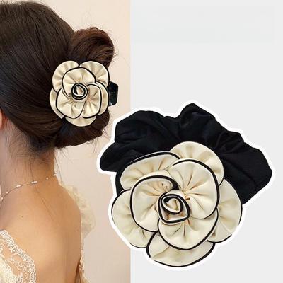 Camellia Autunnale Fiori Fatti a Mano Elastici per Capelli Fascia Vintage Francese per Donna Corda per Capelli Elegante ed Alla Moda Scrunchies Eleganti