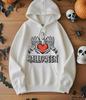2025 European Fashion Skull & Heart Print Women's Halloween Hoodie with Pocket