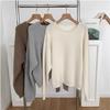 Women's Korean-Style Round Neck Sweater: Autumn/Winter Loose Pullover, Solid Color College-Style Knit Top