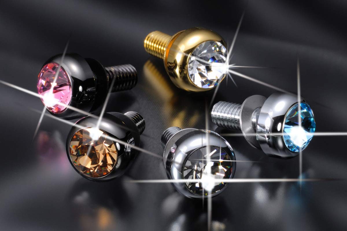 

GANADOR License Piassa 2 (License Plate Bolt) Aqua Blue Crystal, Chrome Base, Set of 2