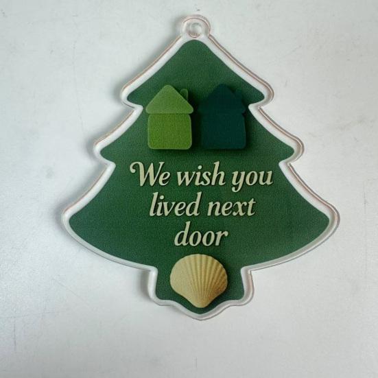 Christmas Pendant Xmas Tree Stocking Shape 2D Acrylic Seaside Festive Decoration with Lanyard Beach House Holiday Decor