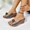 Fashion Leisure Silver Slip On Sandals Women Summer 2025 Vintage Plus Size 43 Slippers Comfortable Soft Sole Wedge Heels Slides Woman