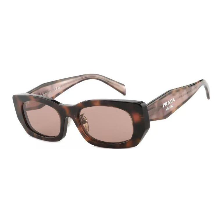Prada Logo Arm Rectangular Sunglasses Unisex Sunglasses Tortoiseshell SPRB05-F-23A6OB