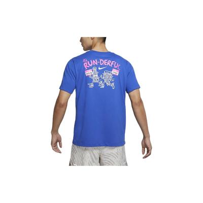 Dri-Fit Cartoon Alphabet Graphic Print Breathable Running Short Sleeve T-Shirt Men Tops Blue DO0771-480