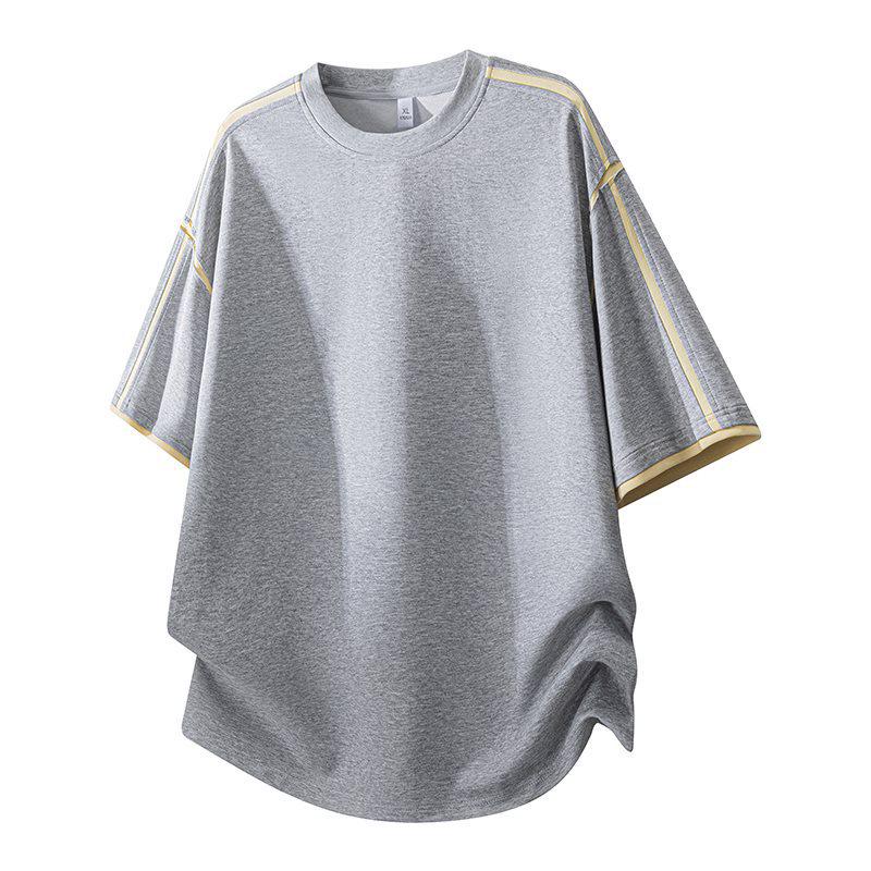 Men s Summer Color Block Striped Ice Silk T-Shirt - Breathable, Lightweight, Versatile Casual Top 2XL