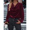 Fall Winter New Women's Long Sleeve Top, Slouchy Cowl Neck Velvet Blouse, Casual Clothing for Women European American Size