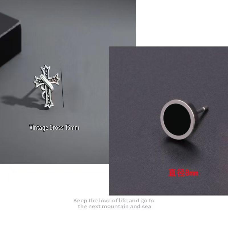 Trendy Titanium Steel Stud Earrings for Men & Women - Cool Punk Hip Hop Style, Minimalist Versatile Street Jewelry