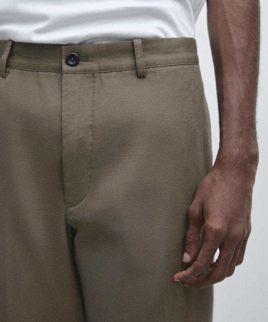 Masimodutti Cotton Linen Tapered Fit Pants