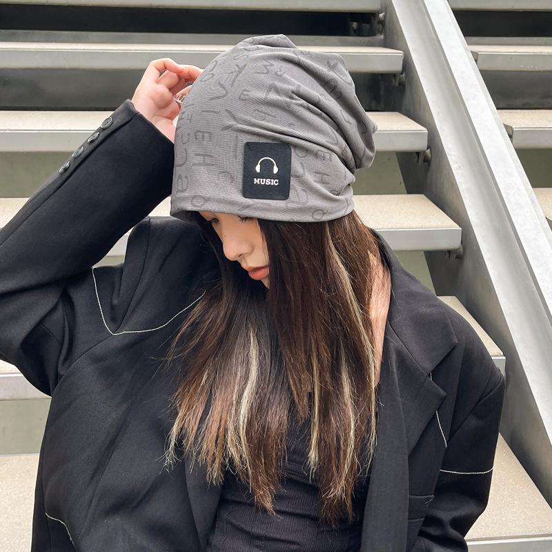 

SpringSeason and FallSeason Warm Hat Women Style Labeled Letters Baotou Hat FallSeason and ColdSeason All-match CampusUse Pull Out Hat Trendy average size