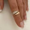 Nwe Stainless Steel 18 K Gold Plated Sun Rings for Women Natural Stone Inlaid In Hollow Metal Texture Ring Trendy Jewelry