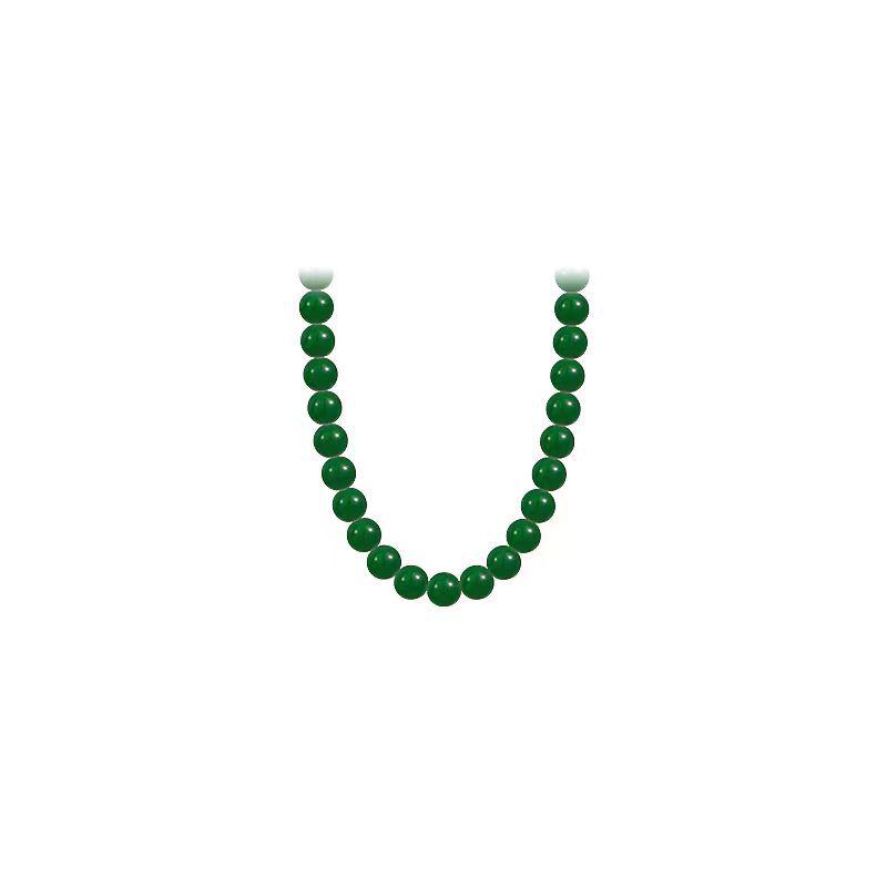 Elegant Green Beaded Necklace with White Pearls and Premium Chain for Women
