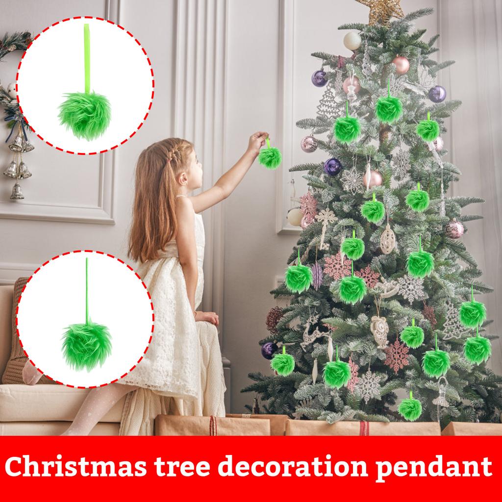Christmas Roll Bun Hair Ball Pendant Fluorescent Green Imitation Hair Ball Halloween Festival Greentown Green Decoration