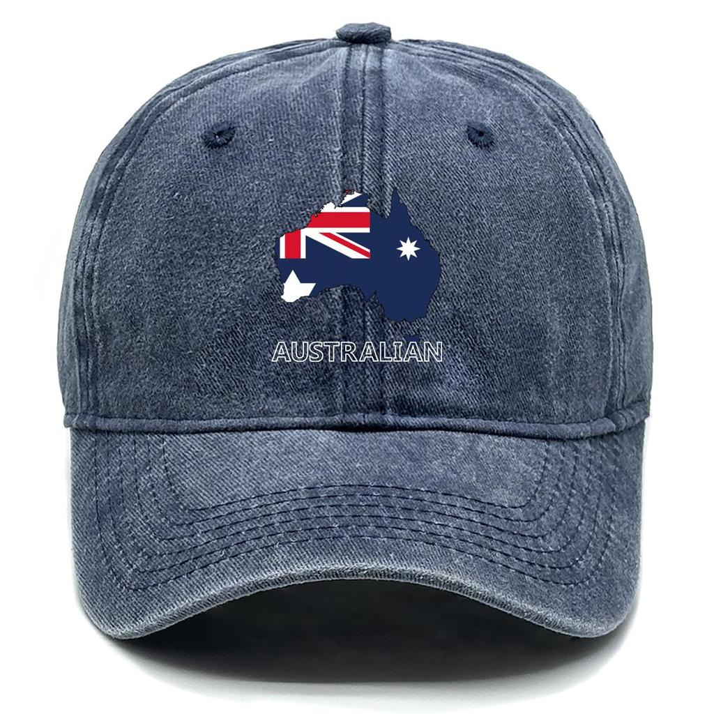 Map Flag of Australia Print Snapback Baseball Cap, Patriotic Flat Cap Retro Headwear Breathable Sunshade Adjustable Baseball Hat