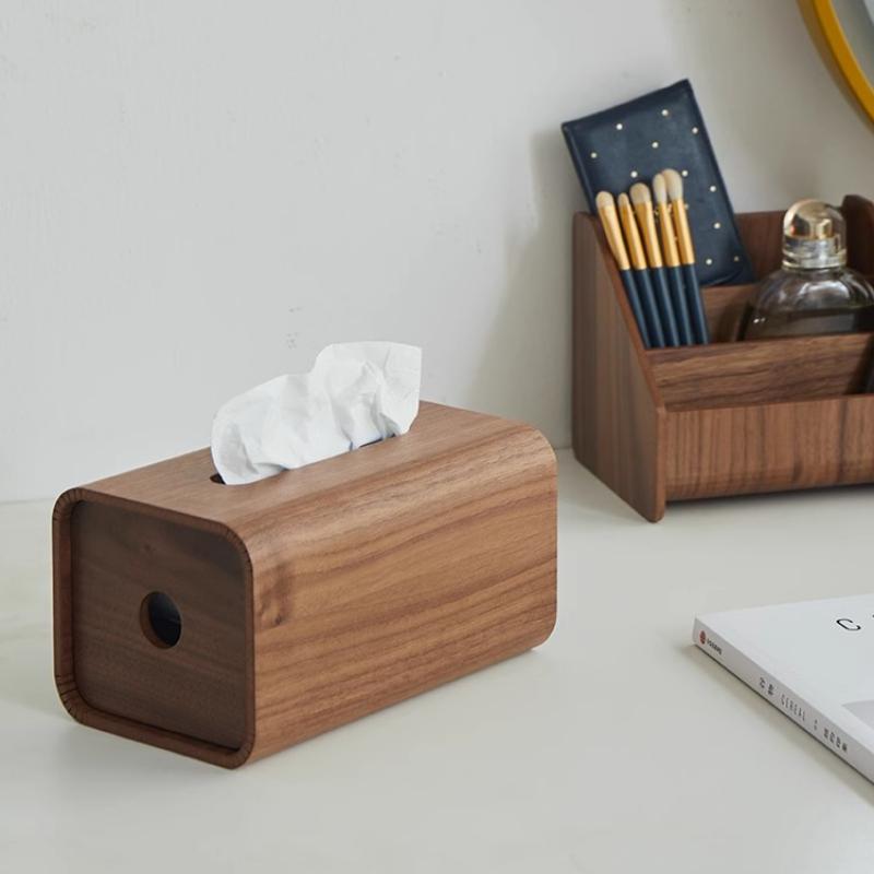 Wooden Tissue Box Desktop Napkins Boxes Kitchen Luxury Paper Storage Case Household Rectangle Handkerchief Organize Accessories