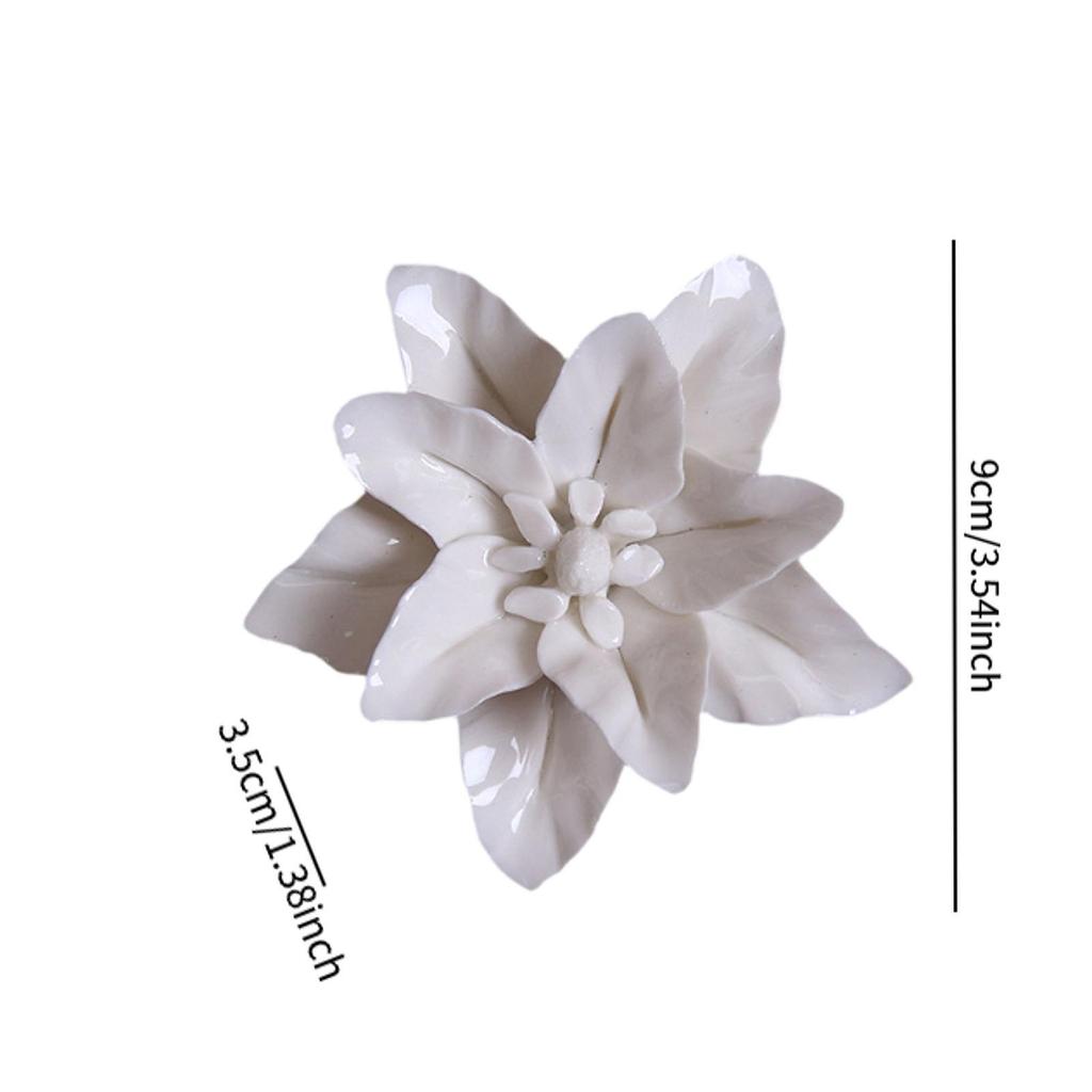 Sculpture Murale Florale en Céramique Unique Ornement Moderne Arts Compacts Cadeau pour Salon Chambre Parents Amis