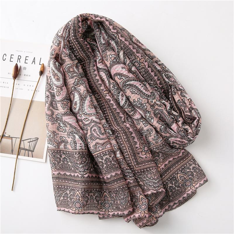 Spain Luxury Fashion Retro Cashew Floral Viscose Shawl Scarf High Quality Wrap Pashmina Stole Bufanda Muslim Hijab Snood