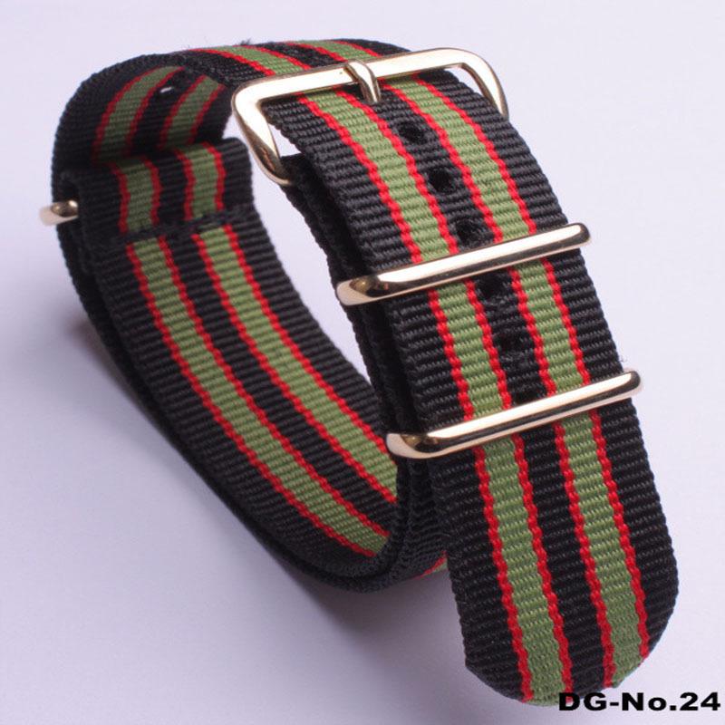 

Красочный нейлоновый холщовый ремешок для часов с золотой пряжкой DG 22mm