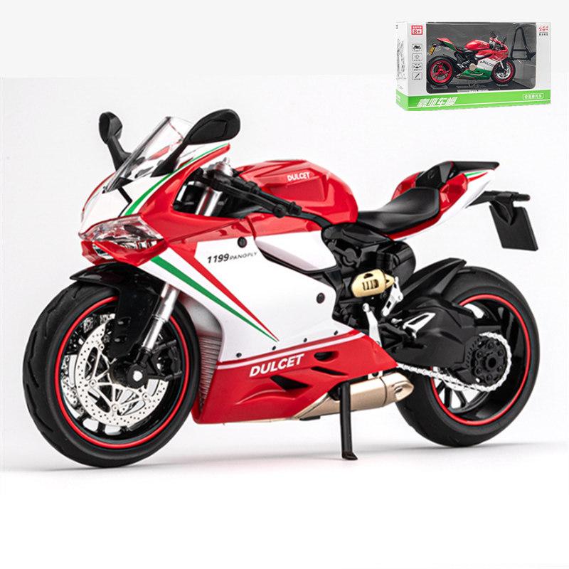 1/12 Ducati 1199 Panigale Alloy Racing Motorcycle Model Diecast Metal Toy Street Sports Motorcycle Model Sound and Light Childrens Gift