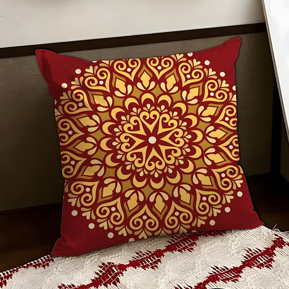 Quaint European Retro Motif Cushion Cover Reversible Soft Durable Pillow Cover Home  Car MultiScene Use for Daily Comfort