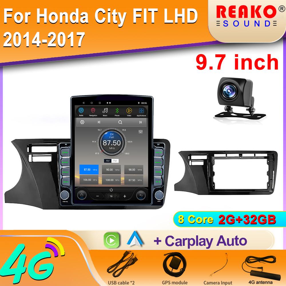 9.7" Vertical Style Tesla Screen Android 12.0 Car Radio For Honda City FIT LHD 2014-2017 Multimedia Video Player GPS Navigation