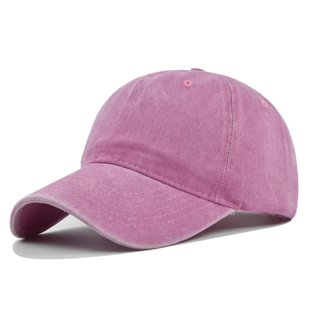 Solid Color Washed Baseball Cap - Adult & Kids - Distressed Duckbill Cap - 6-panel Curved Brim - Large Head Size - Plain Cap
