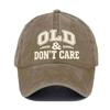 Creative Gift Washed Cotton Twill Unisex Hat Breathable Durable Distressed Cap OLD & DON’T CARE Vintage Embroidered Hat