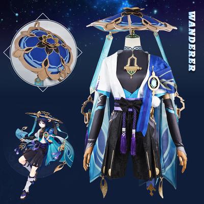 Scaramouche Cosplay   Costume Wig Hat Full Set Anime Halloween  Cosplay Wanderer Costume Uniform for Men