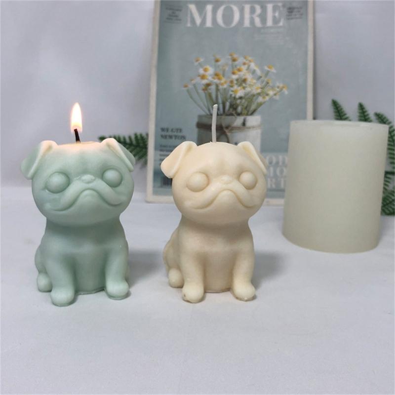 Bulldog Candle Mold for DIY Crafting Aromatherapy Candle Wax Soaps Moulds Pug Chocolate Mould