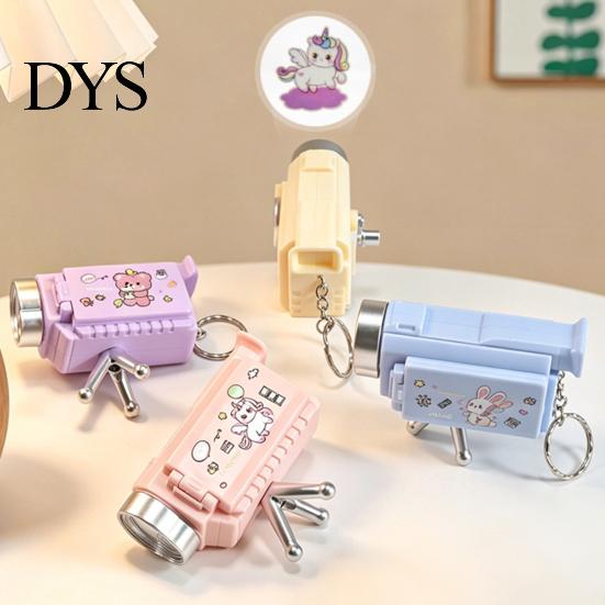 Emergency Makeup Mirror Mini Projector Keychain for Kids Cute Camera Toy with 16 Patterns Light Foldable Stand & Creative Small Gift Students