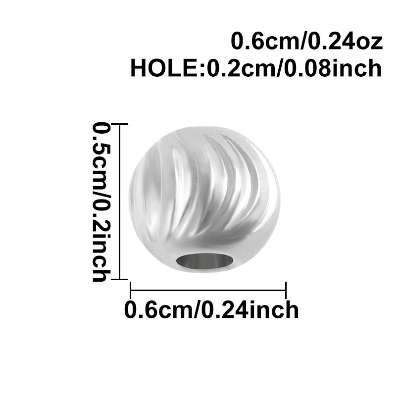 6pcs Round Tube Cylinder Fashion Spacer Bead Stainless Steel Loose Beads For Jewelry Making Supplies DIY Bracelets Anklets Bulk